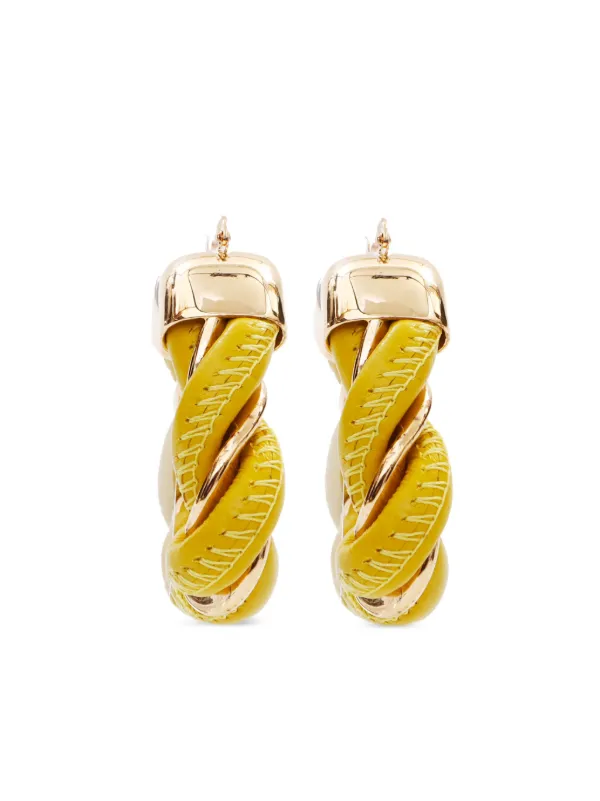 Bottega Veneta Pre Owned twist detailed Hoop Earrings Yellow FARFETCH AU