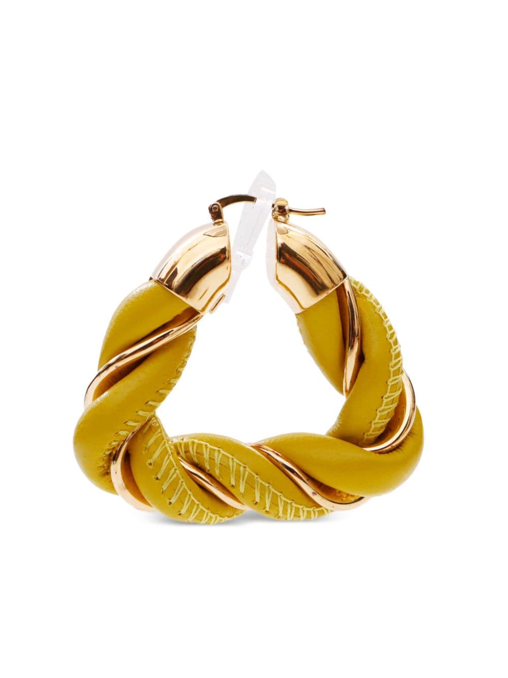Pre-owned Bottega Veneta Twist-detailed Hoop Earrings In Yellow