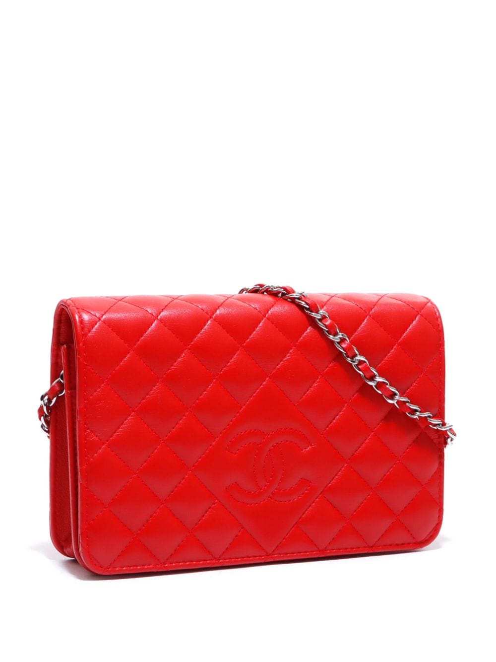 Pre-owned Chanel Cc 搭链钱包（2005-2006年典藏款） In Red