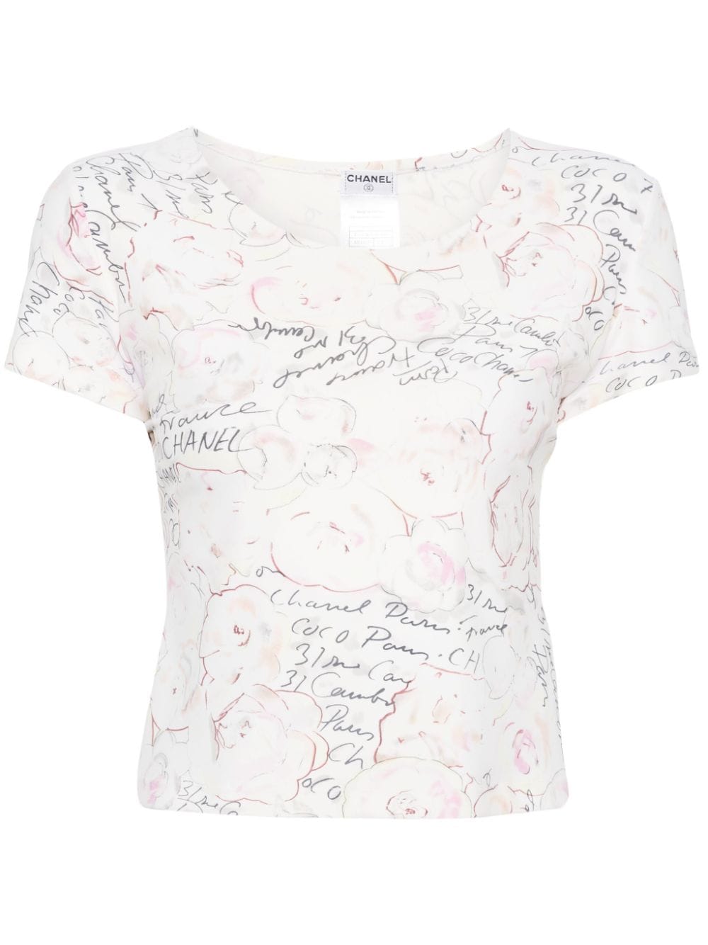 Image 1 of CHANEL Pre-Owned 1998 Camellia-print T-shirt