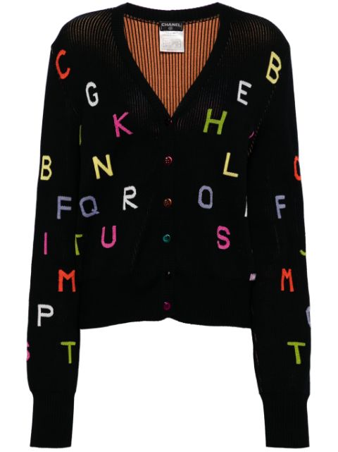 HOT SALE CHANEL 2001 Coco Mark Alphabet-embroidery cardigan Women