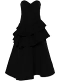 Marchesa Notte taffeta tiered midi dress - Black