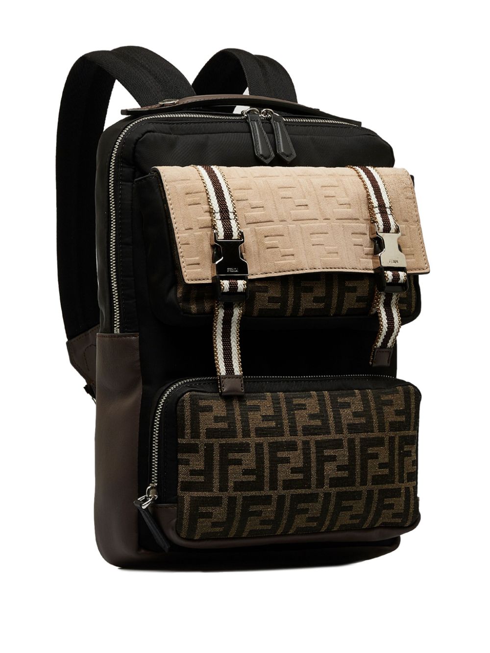 Pre-owned Fendi Zucca Multi-pocket 背包（2000-2010年典藏款） In Brown