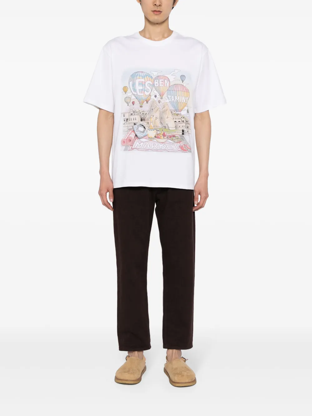 Shop Les Benjamins X Market Graphic-print Cotton T-shirt In White