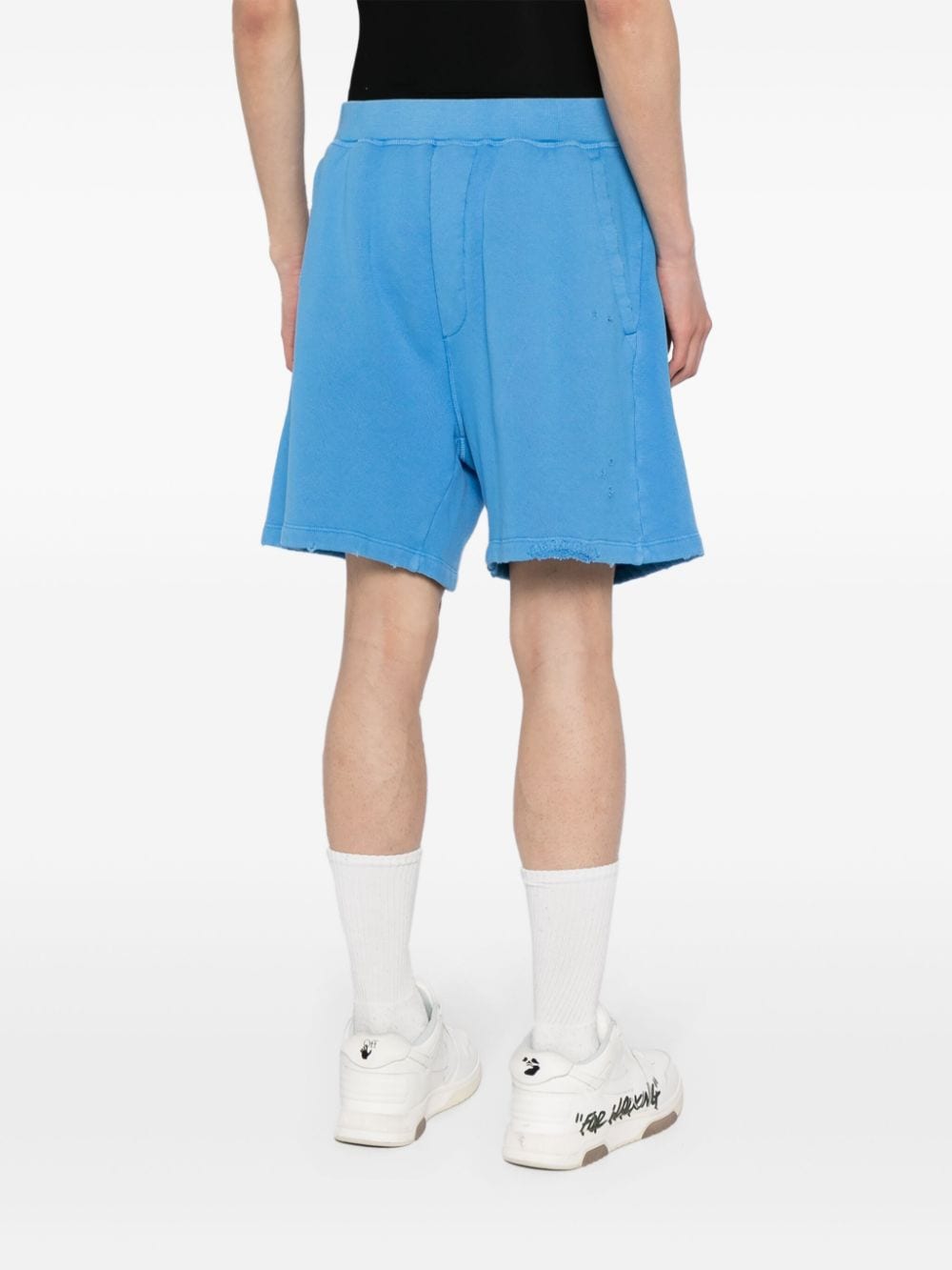 Shop Dsquared2 Logo-print Cotton Shorts In Blau