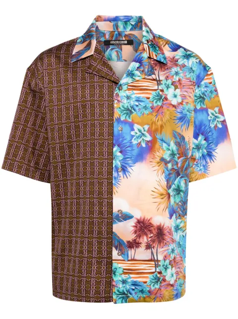 Roberto Cavalli monogram-print panelled shirt