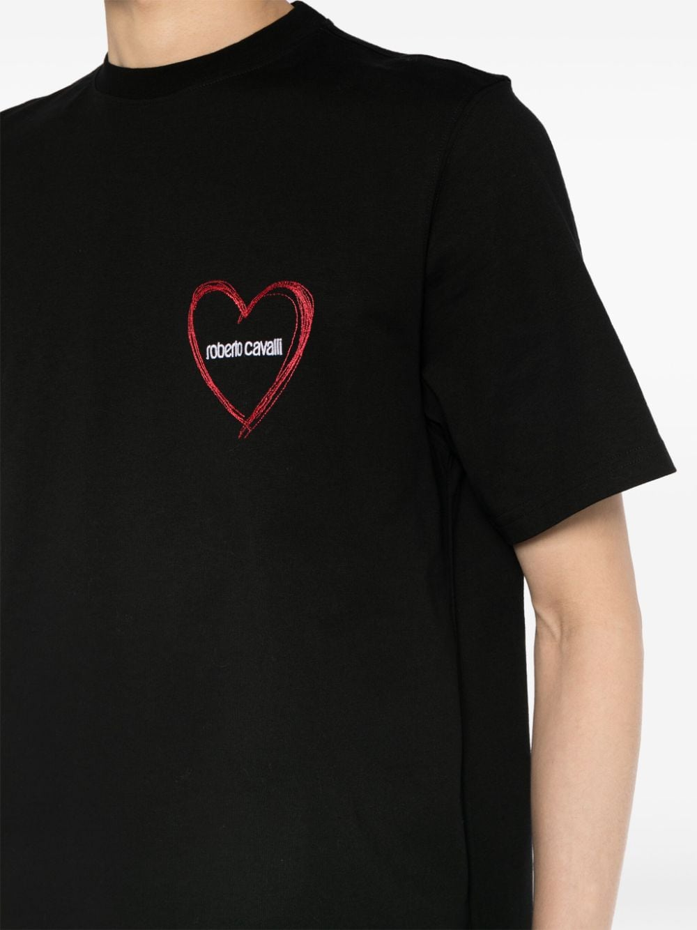 Roberto Cavalli T-shirt met hartprint Zwart