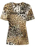 Roberto Cavalli leopard-print cotton T-shirt - Brown