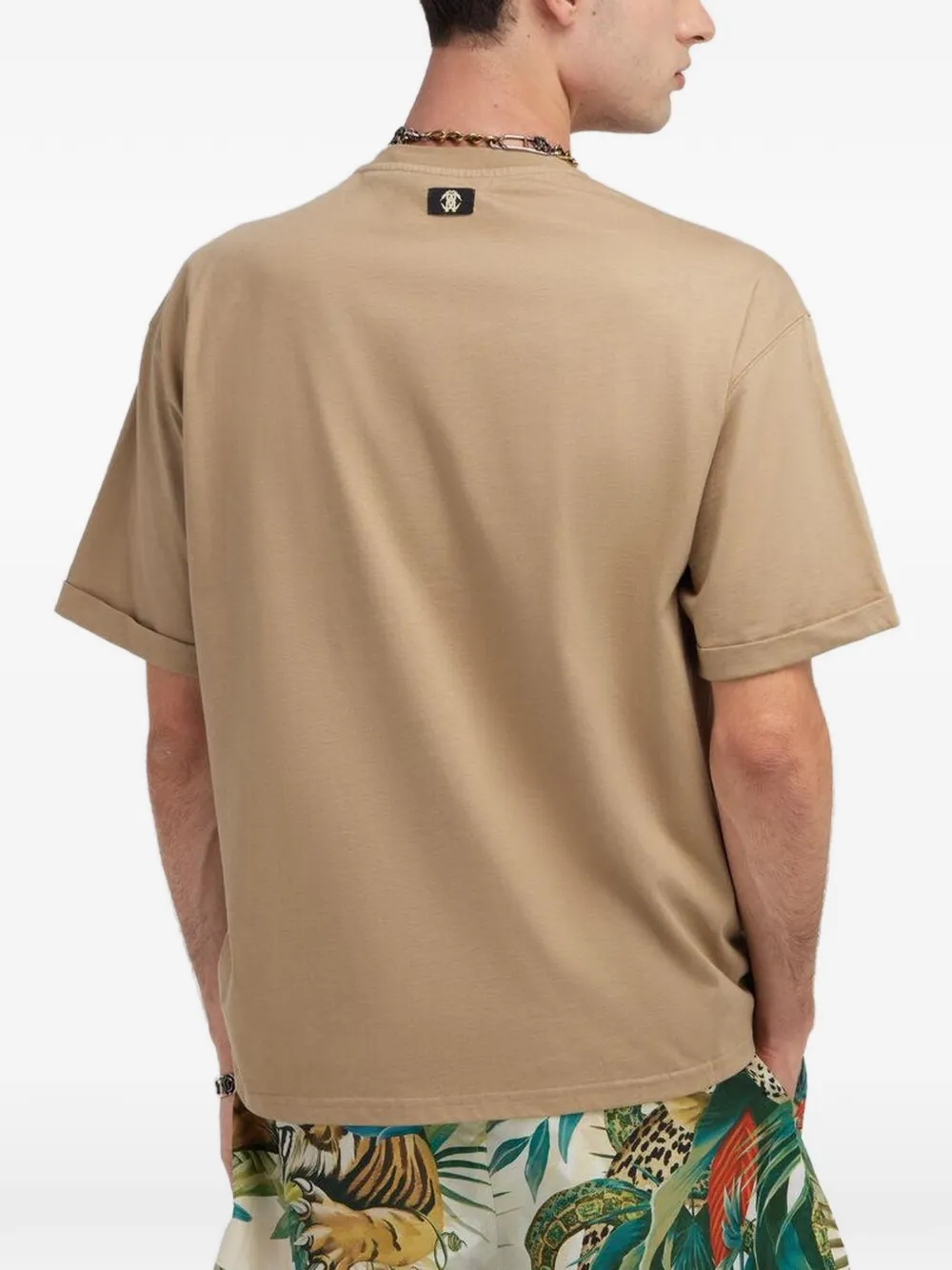 Roberto Cavalli T-shirt met logopatch Beige