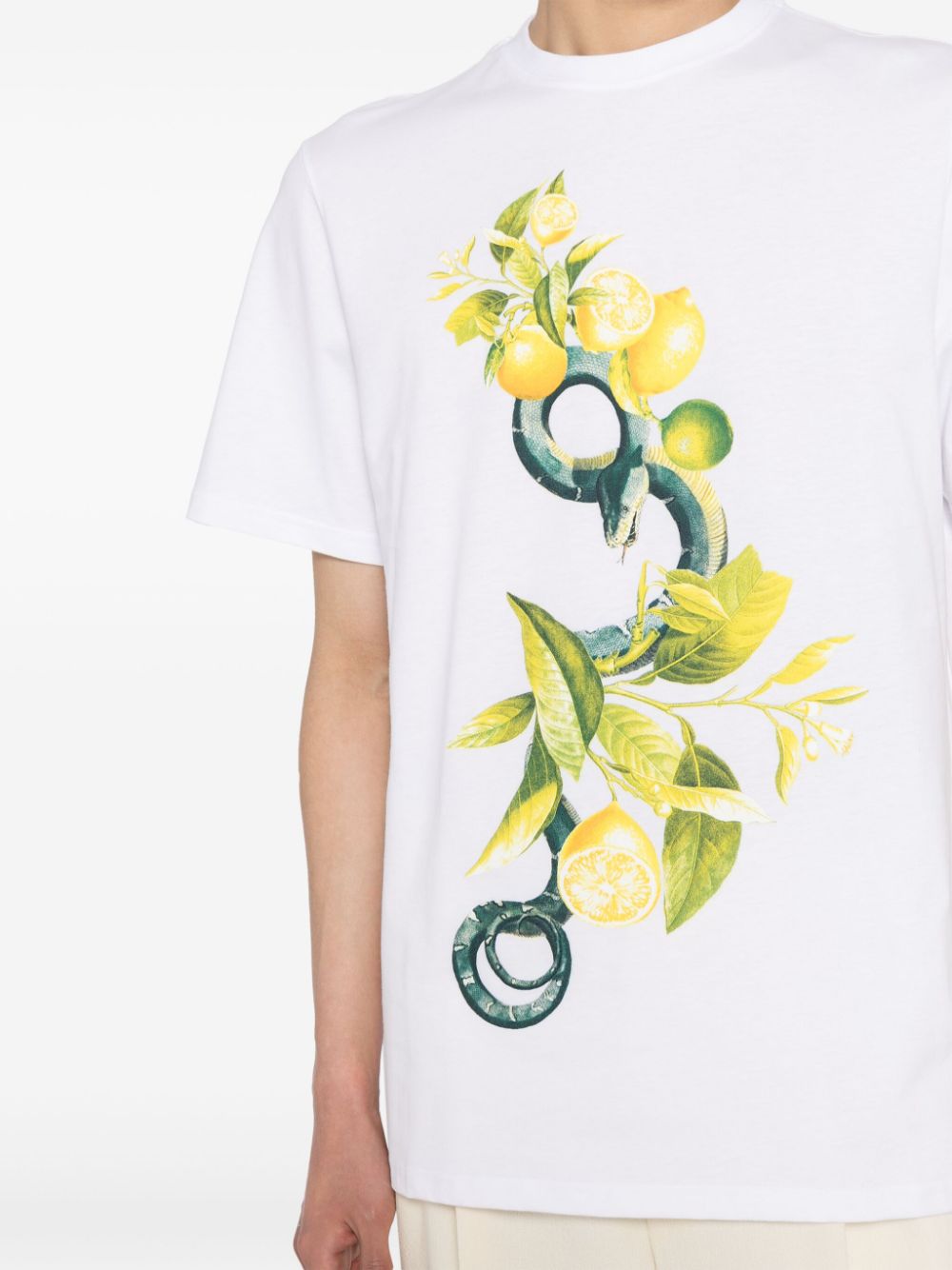 Roberto Cavalli T-shirt met citroenprint Wit