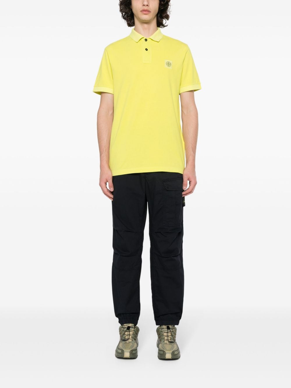 Shop Stone Island Compass-appliqué Cargo Trousers In 蓝色