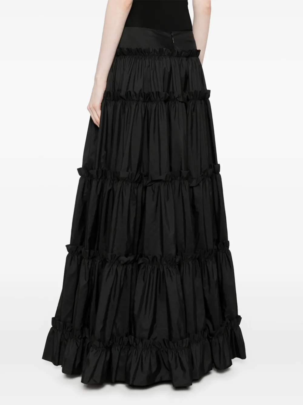 Shop Roberto Cavalli Ruffled Maxi Skirt In Black