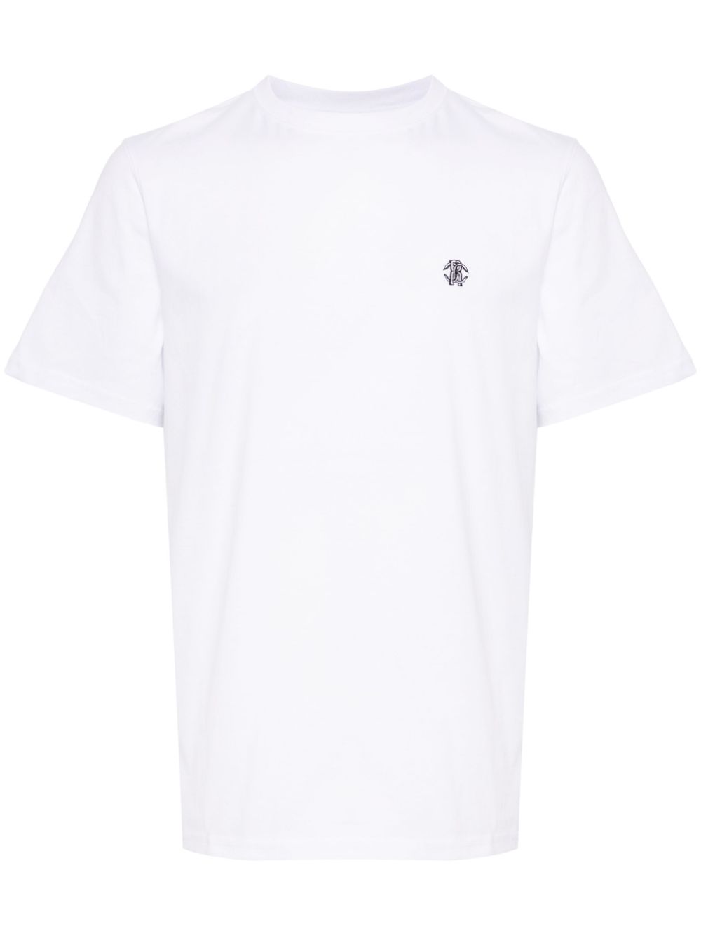 Roberto Cavalli Logo-embroidered Cotton T-shirt In White