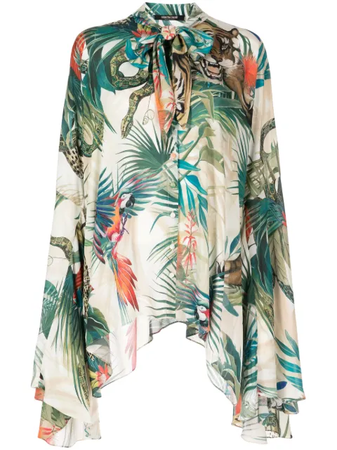 Roberto Cavalli bluse med jungletryk