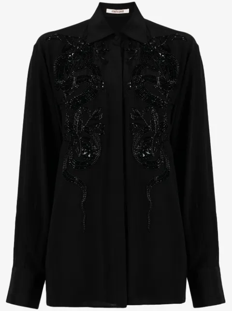 Roberto Cavalli camisa con detalles de mostacilla