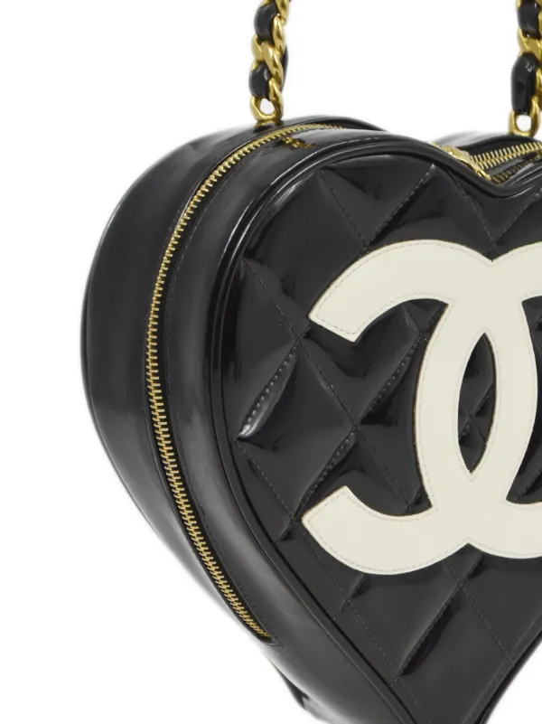 CHANEL Pre-Owned 1995 CC Heart Tote Bag Black FARFETCH IN