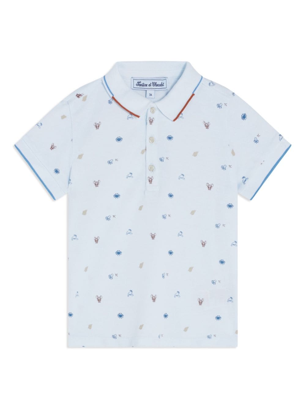Tartine Et Chocolat Babies' Sea-embroidery Cotton Polo Shirt In Blue