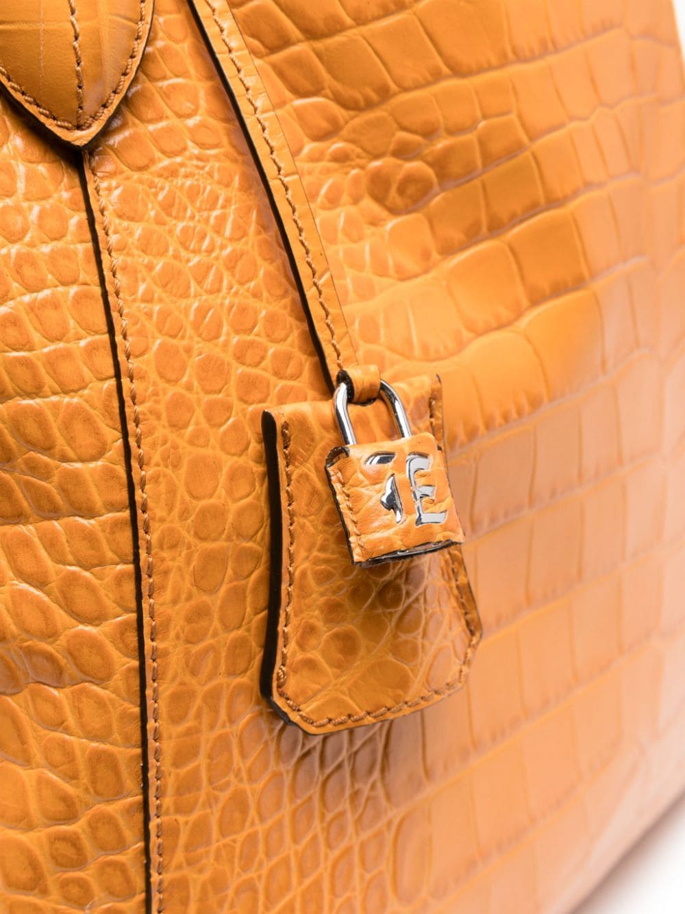 Shop Ermanno Scervino Crocodile-embossed Tote Bag In Orange