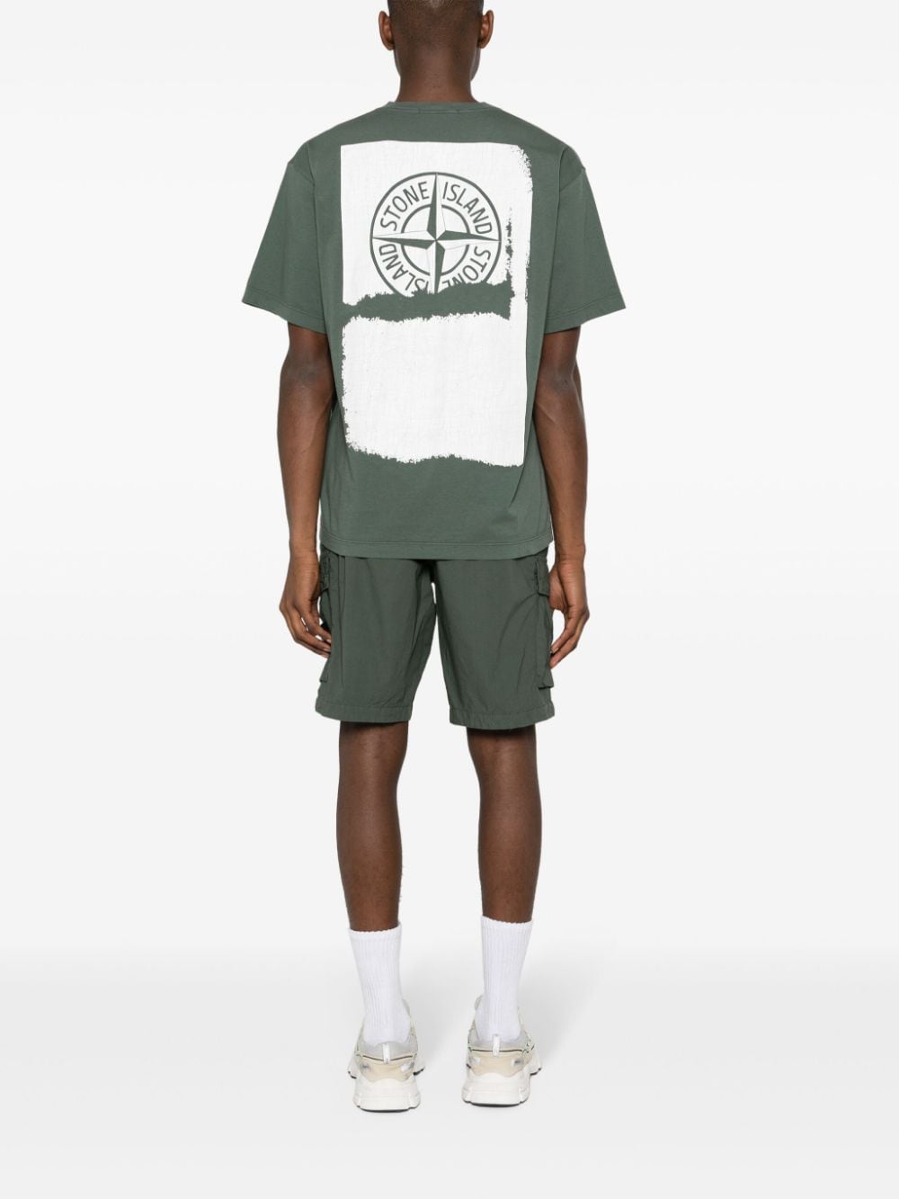 Stone Island Katoenen T-shirt met logoprint - Groen