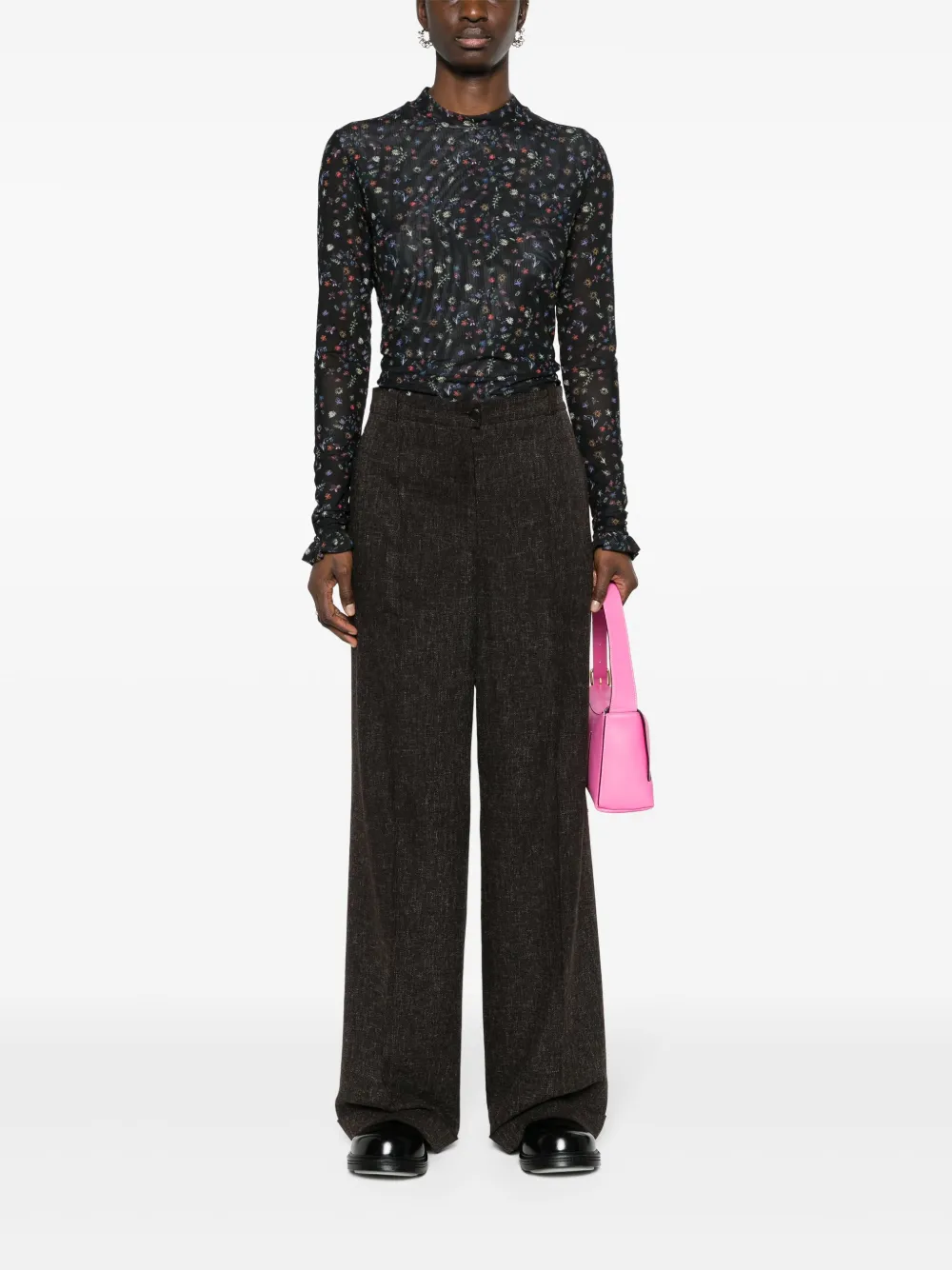 PS Paul Smith Doodle long-sleeve mesh top - Zwart