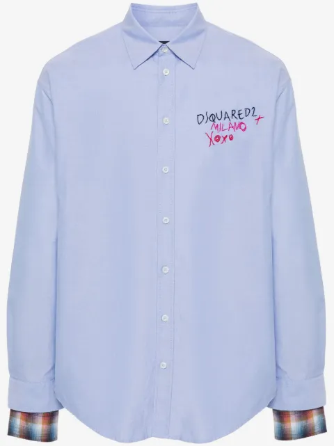 DSQUARED2 로고 자수 셔츠