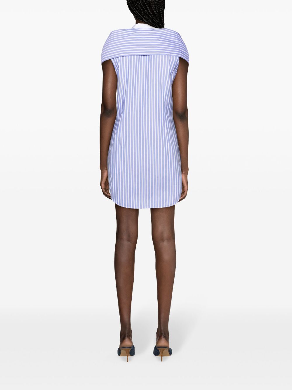 Shop Dsquared2 Knotted-sleeves Striped Shirtdress In Blue