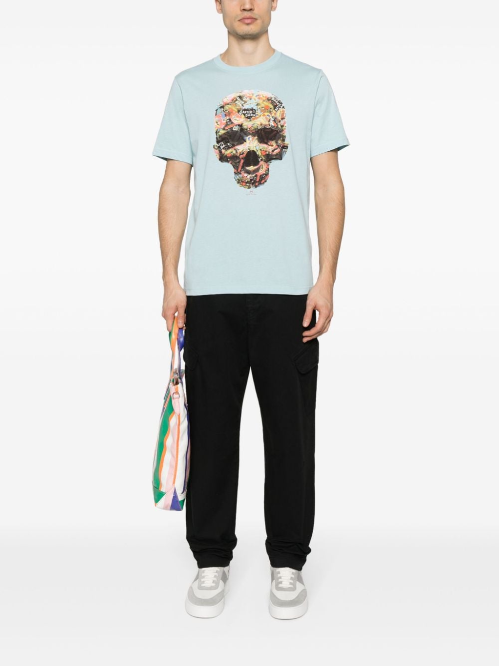 Shop Ps By Paul Smith Skull-print Cotton T-shirt In Blue