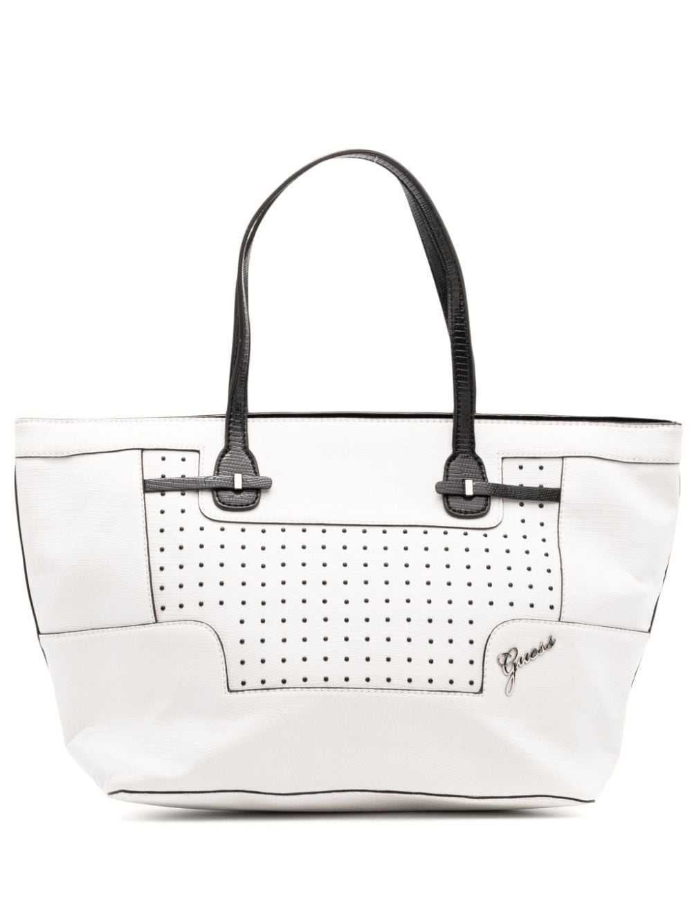 Guess Usa Micro-dot Shopper Tote Bag In Weiss