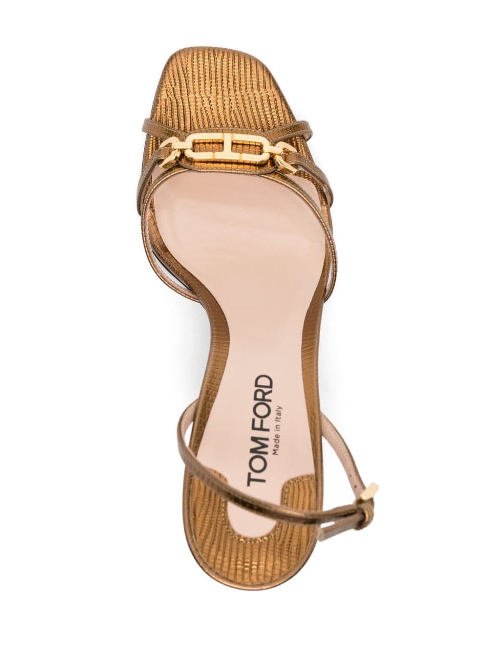 Shop Tom Ford Whitney 85mm Metallic Sandals In Gold