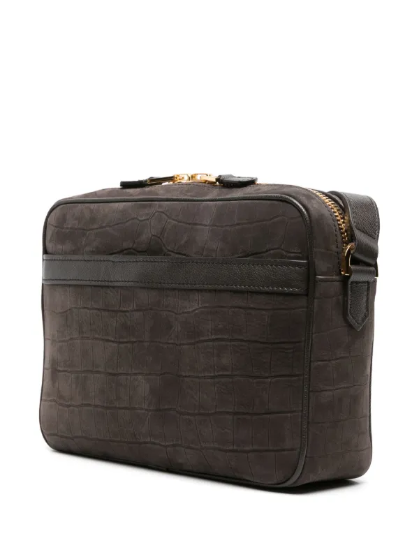 TOM FORD Mochila Tipo Mensajero Con Efecto De Piel De Cocodrilo Gris  FARFETCH EC