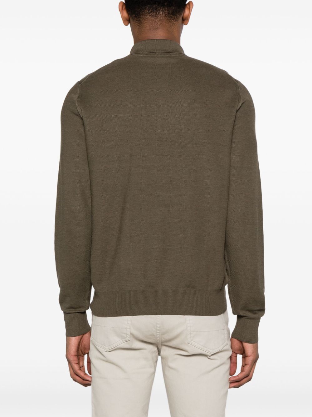 Shop Tom Ford Long-sleeve Piqué Polo Shirt In Green