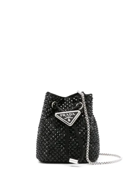 Prada شنطة ساتان صغيرة مزينة بحجر الراين