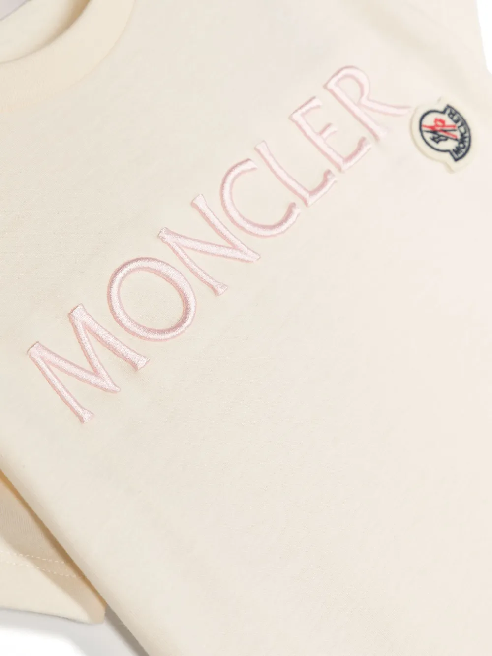 Moncler Enfant T-shirt met geborduurd logo Beige