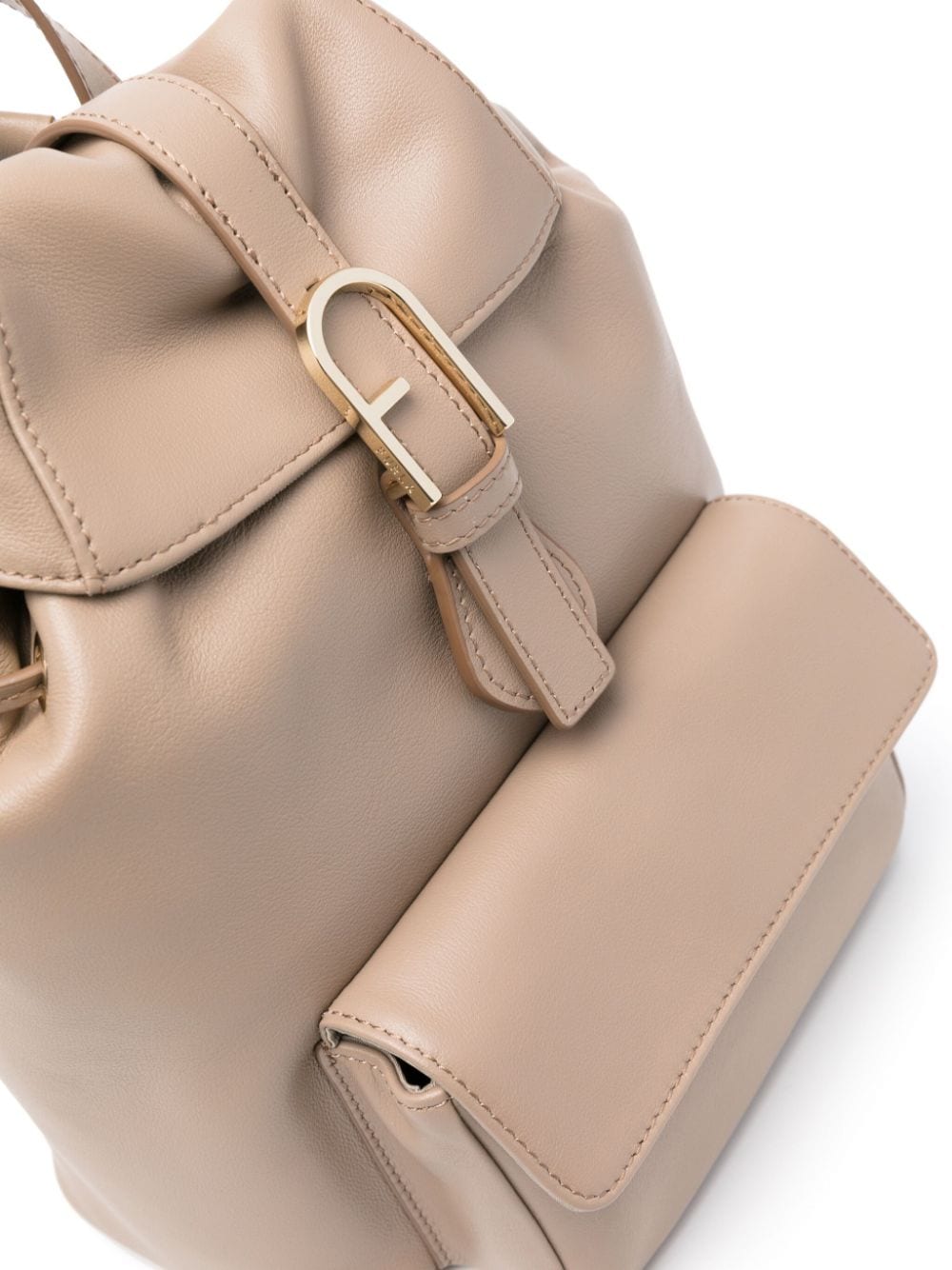 Shop Furla Flow Leather Backpack In Neutrals