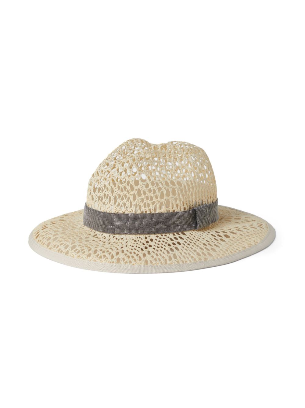 Shop Brunello Cucinelli Monili-embellished Fedora Hat In Nude