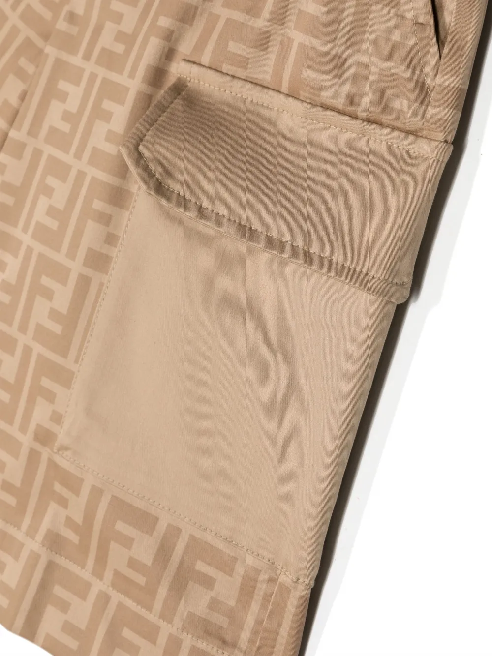 Shop Fendi Ff-patterned Cargo Shorts In Brown