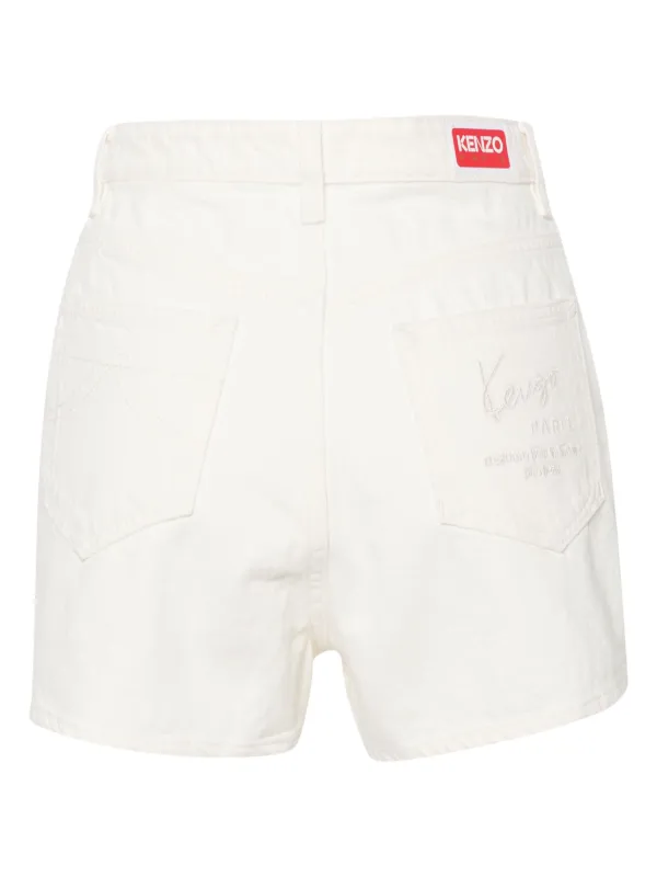 Kenzo High Rise Cotton Shorts White