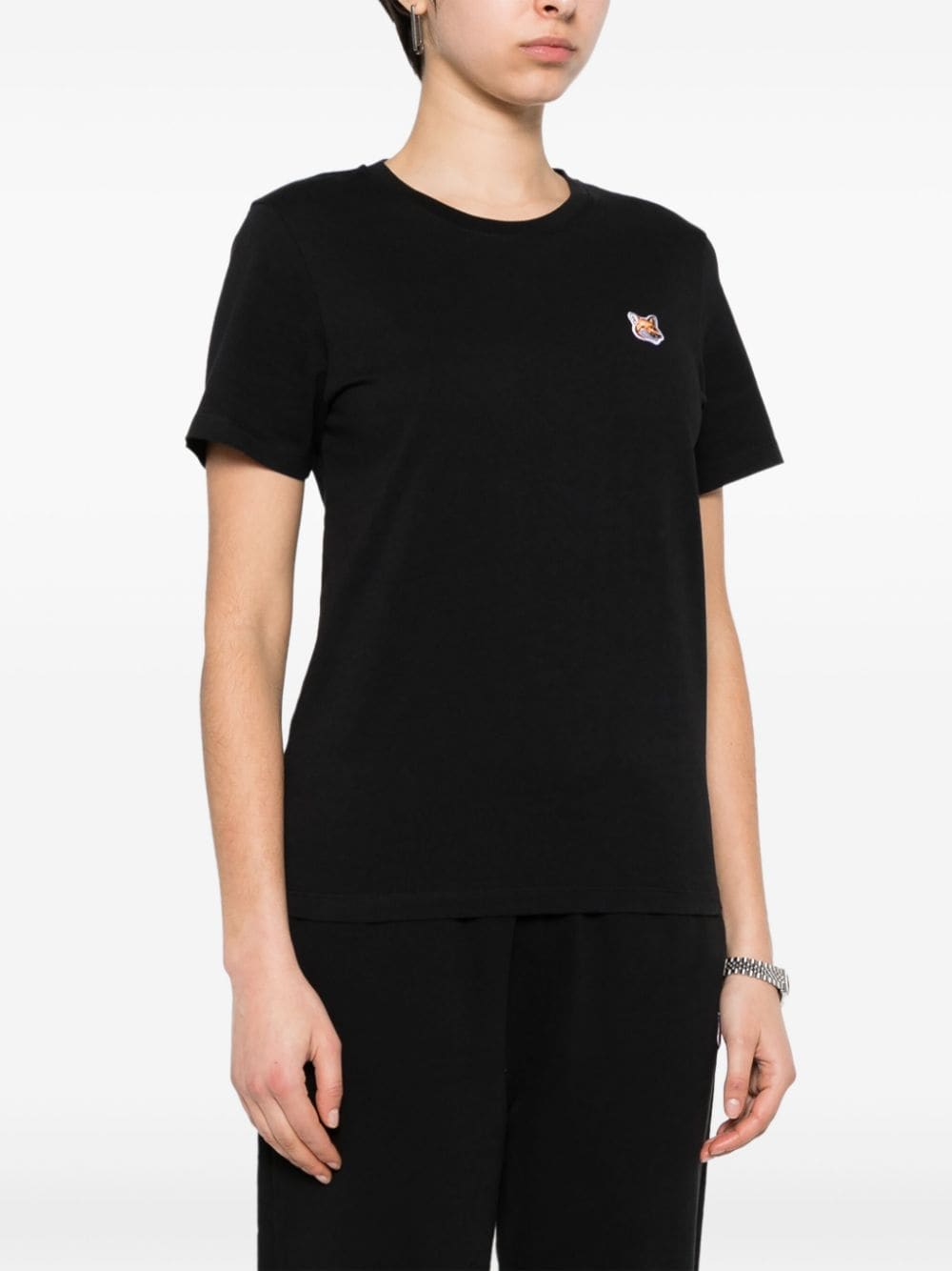 Shop Maison Kitsuné Fox-appliqué T-shirt In Black