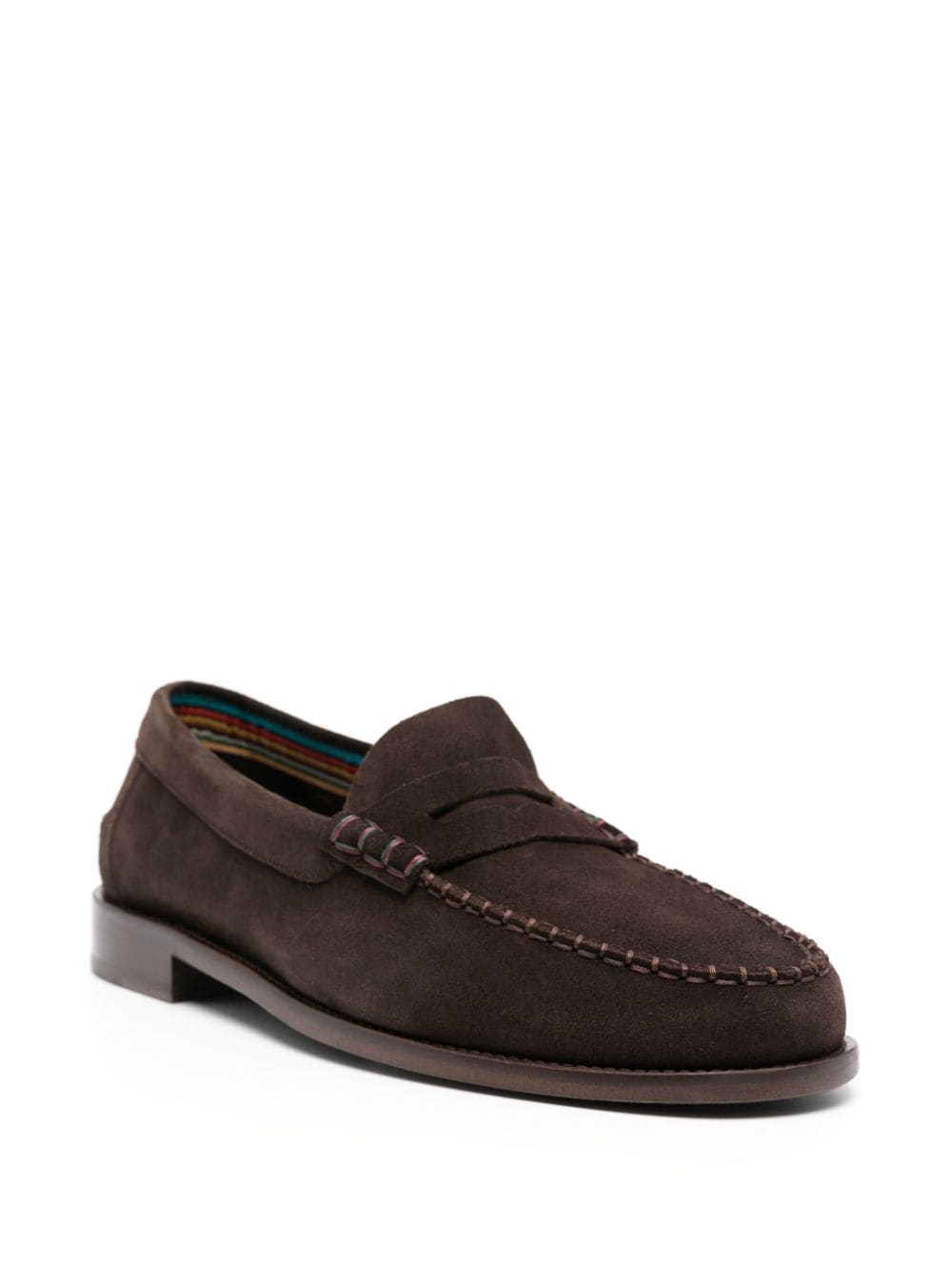 Shop Paul Smith Penny-slot Suede Loafers In Brown