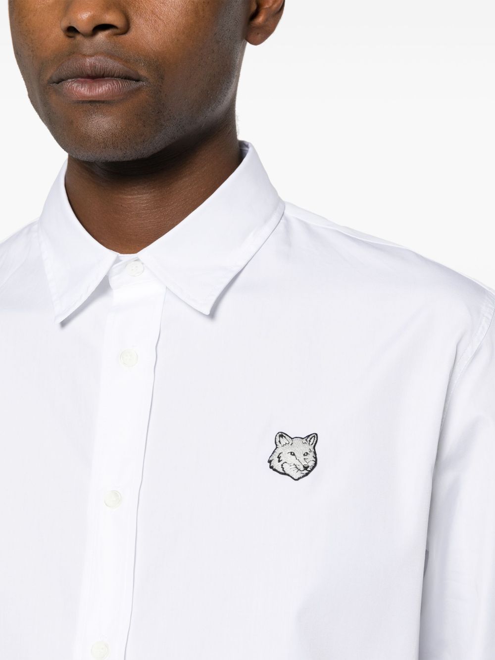 Maison Kitsune Fox-patch cotton shirt Men