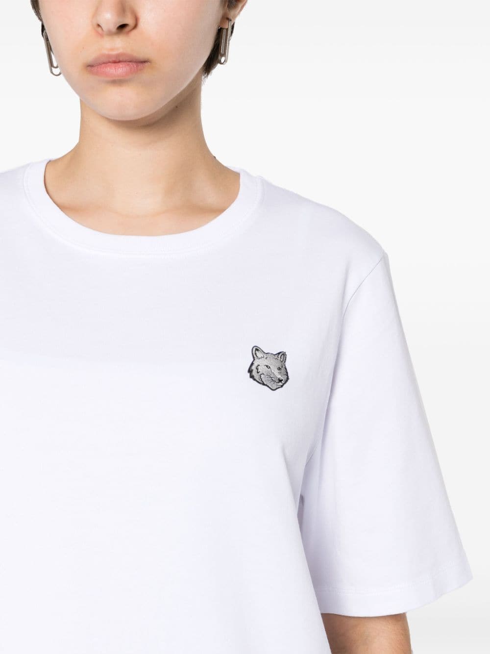 Shop Maison Kitsuné Fox-appliqué T-shirt In White