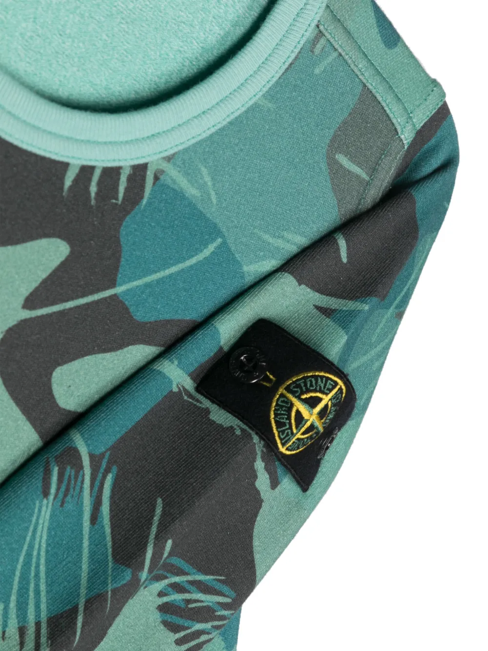 Stone Island Junior Sweater met Compass-logopatch en camouflageprint Groen