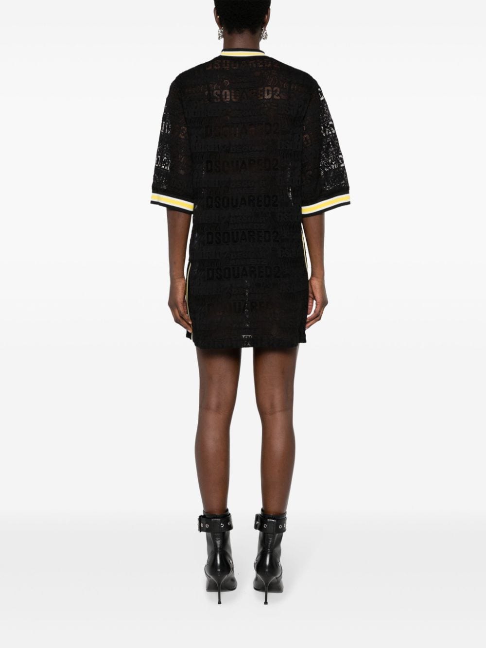 Shop Dsquared2 64 Lacey T-shirt Dress In Black