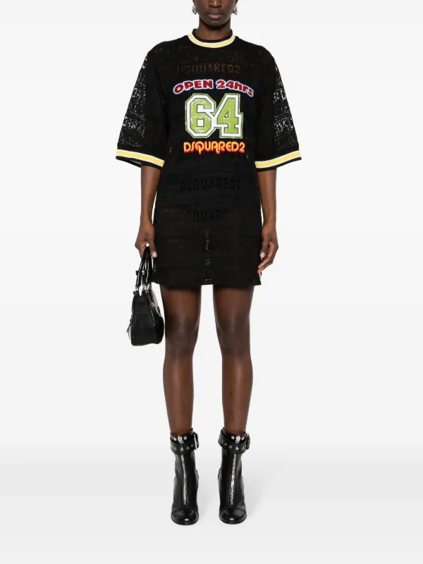 DSQUARED2 64 Lacey T-shirt Dress | Black | FARFETCH