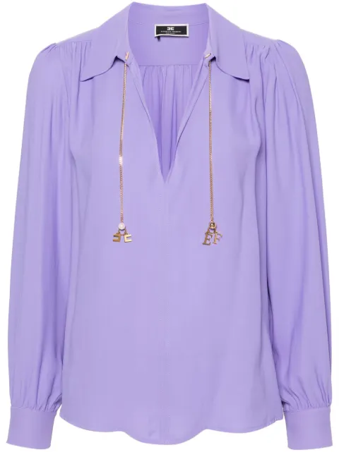 Elisabetta Franchi blusa georgette con logo estampado