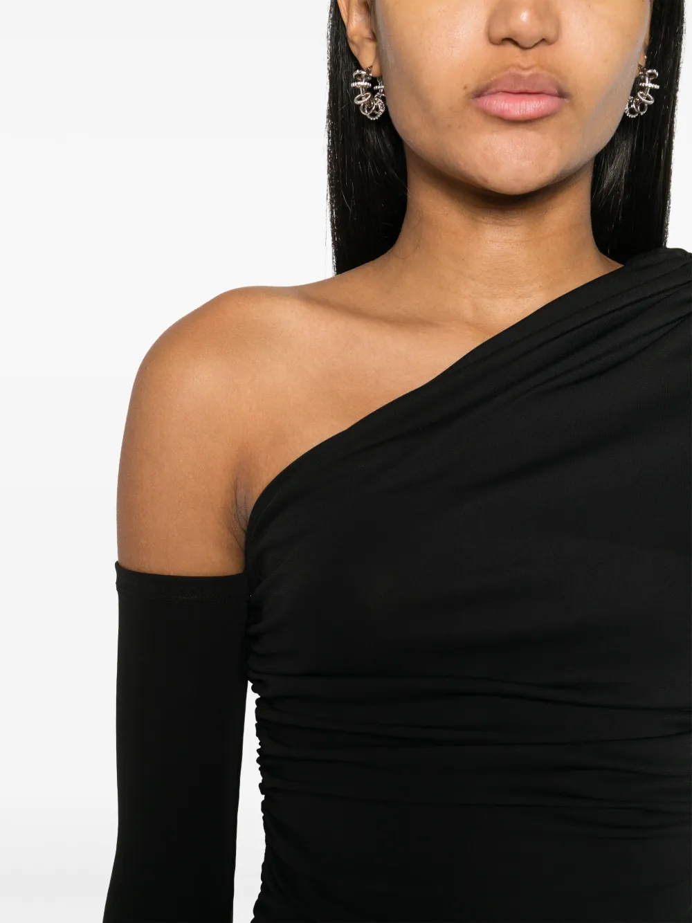 Shop The Andamane Olimpia One-shoulder Mini Dress In Black