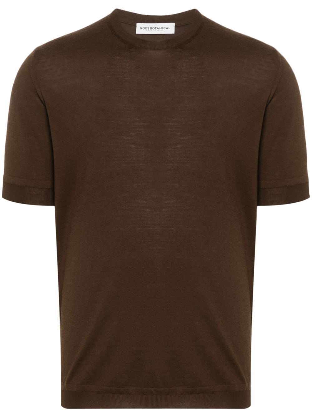 Shop Goes Botanical Knitted Merino T-shirt In Brown
