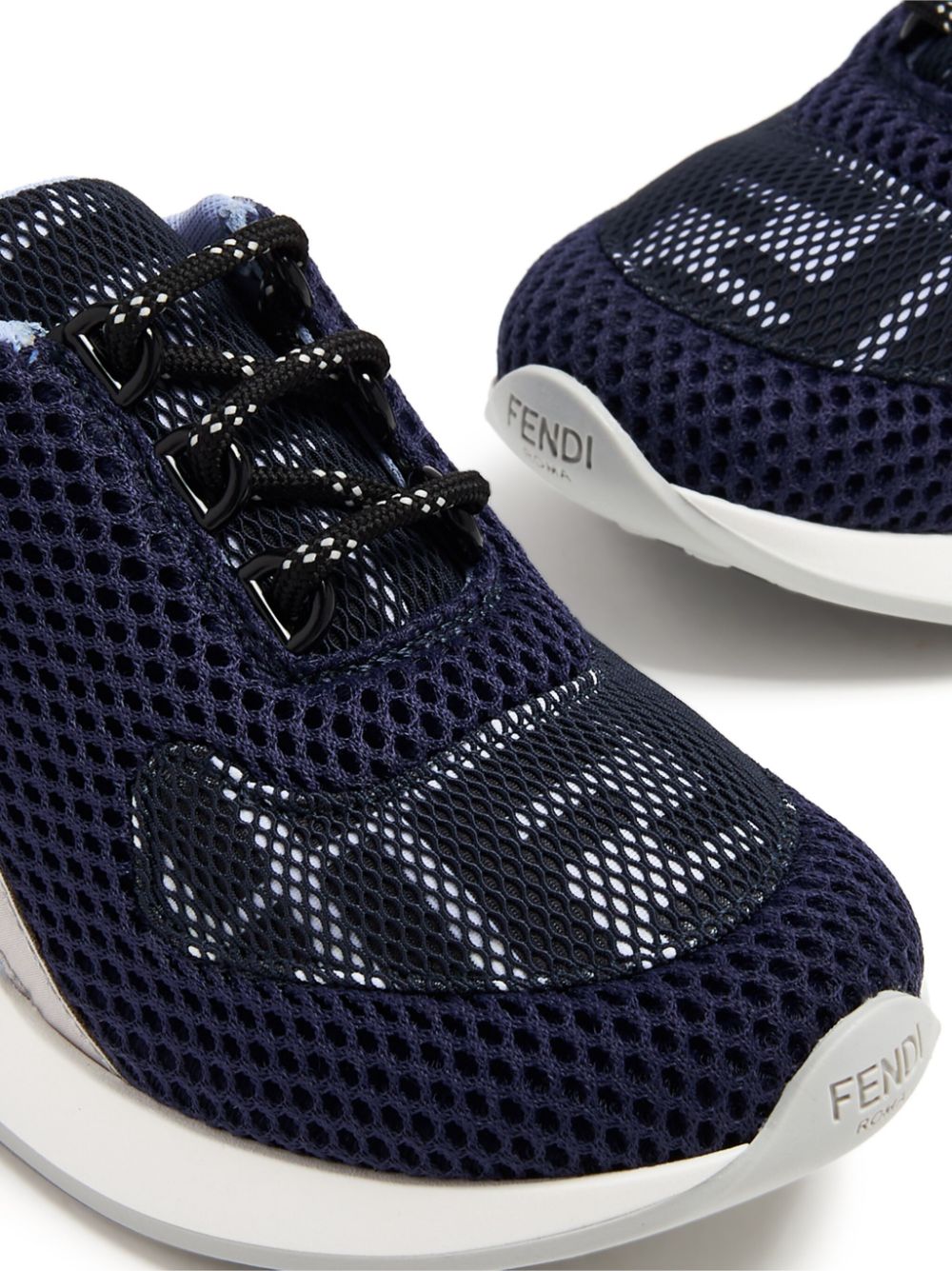 Shop Fendi Panelled Mesh Sneakers In Blue