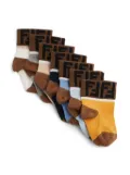 Fendi Kids FF-jacquard socks (pack of seven) - Brown