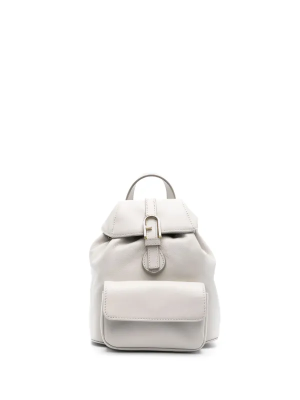 Furla Flow Leather Backpack Grey FARFETCH AU